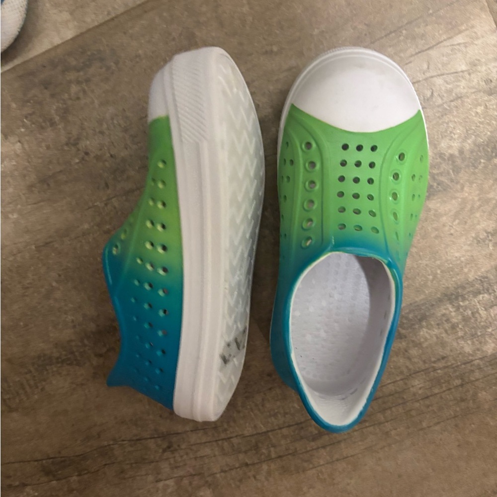 Toddler Boy Green and Blue Slip-On Shoes